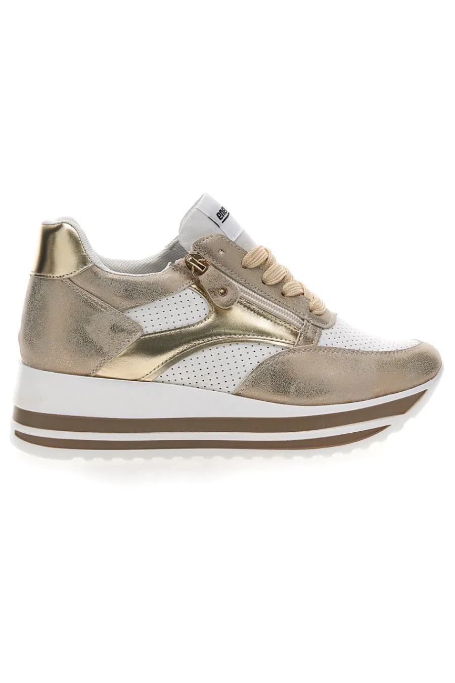 Sneakers Bianche e Oro Con Platform 40-ENERGY Clearance