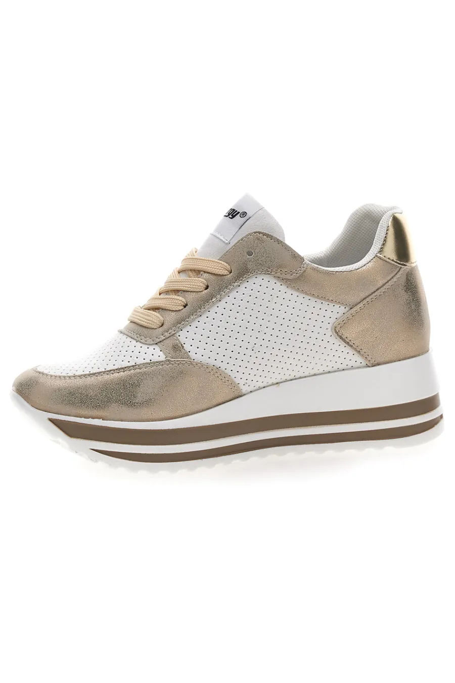 Sneakers Bianche e Oro Con Platform 40-ENERGY Clearance