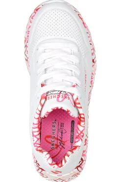 Sneakers Bianche e Rosa Street Uno Lite -B Lovely Luv-SKECHERS