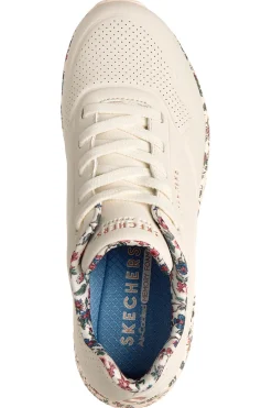 Sneakers bianche fantasia floreale con suola ad aria e lacci fissi Uno Safari Time-SKECHERS