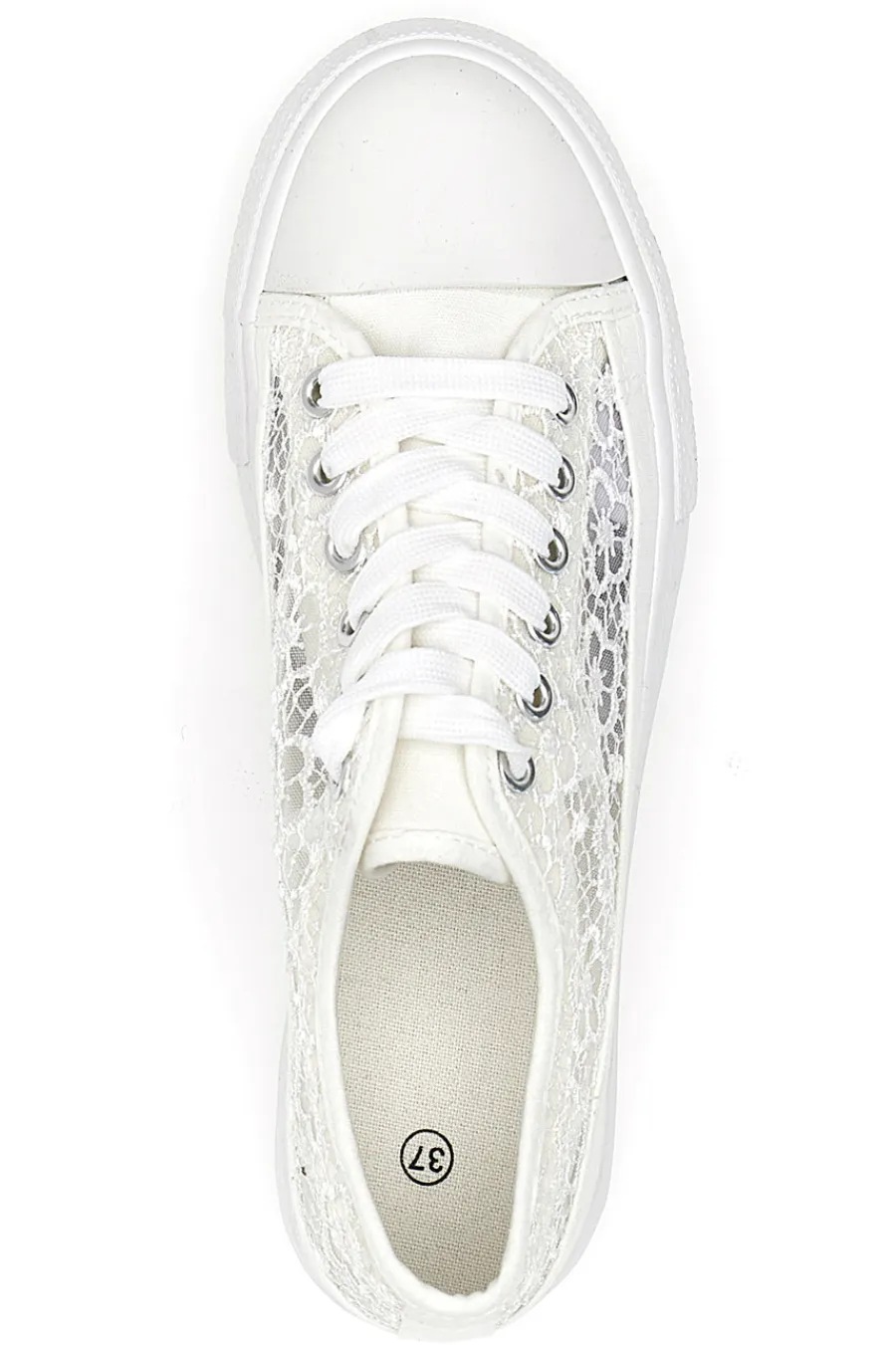 Sneakers bianche in pizzo con suola platform E111-ENERGY