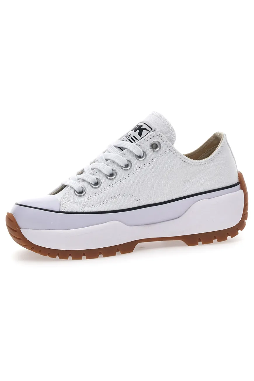 Sneakers Bianche In Tela Con Platform British Knights Kaya Low Fly