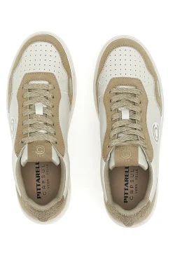 Sneakers Bianco e Beige platform in pelle Casey-PITTARELLO CAPSULE