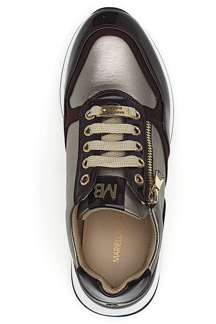 Sneakers bordeaux e beige con zip e dettagli verniciati 51742C1149-MARIELLA BURANI Sale