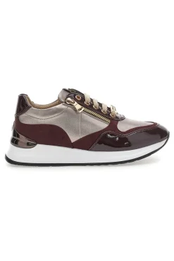 Sneakers bordeaux e beige con zip e dettagli verniciati 51742C1149-MARIELLA BURANI Sale