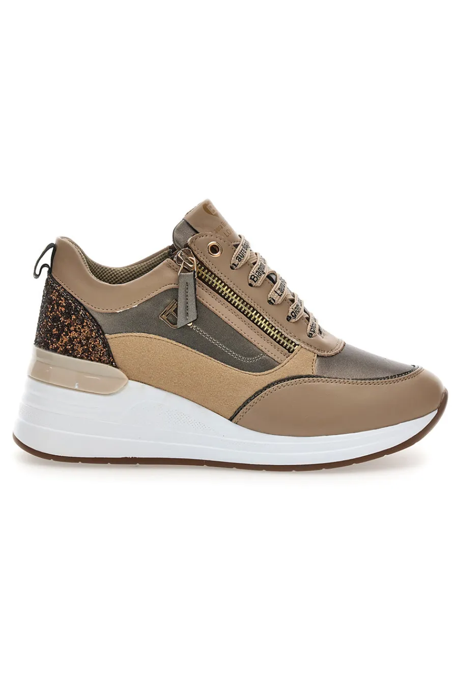 Sneakers bronzo con zip decorativa L97619517-LAURA BIAGIOTTI New