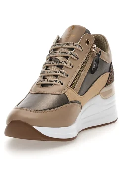 Sneakers bronzo con zip decorativa L97619517-LAURA BIAGIOTTI New