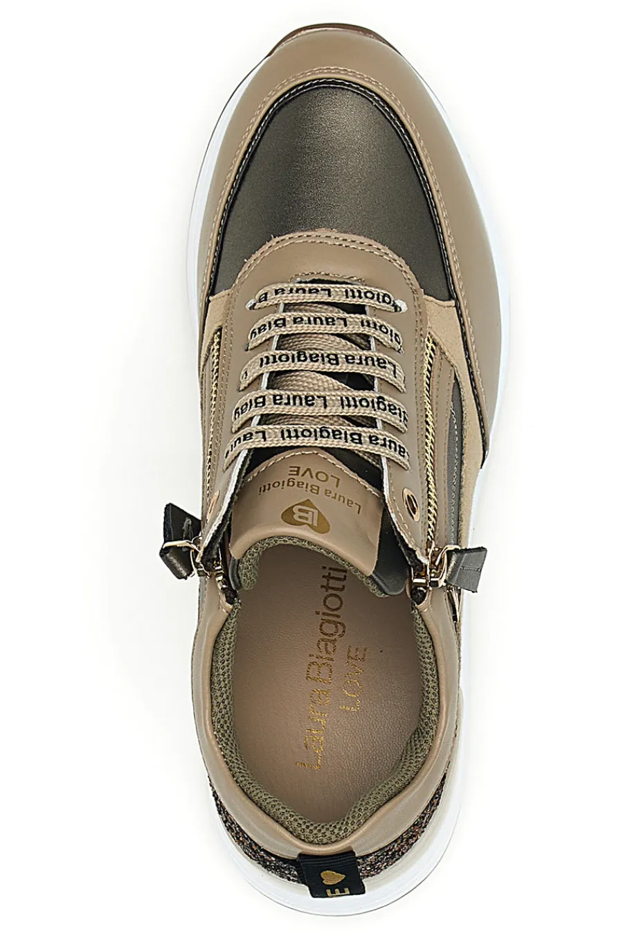 Sneakers bronzo con zip decorativa L97619517-LAURA BIAGIOTTI New