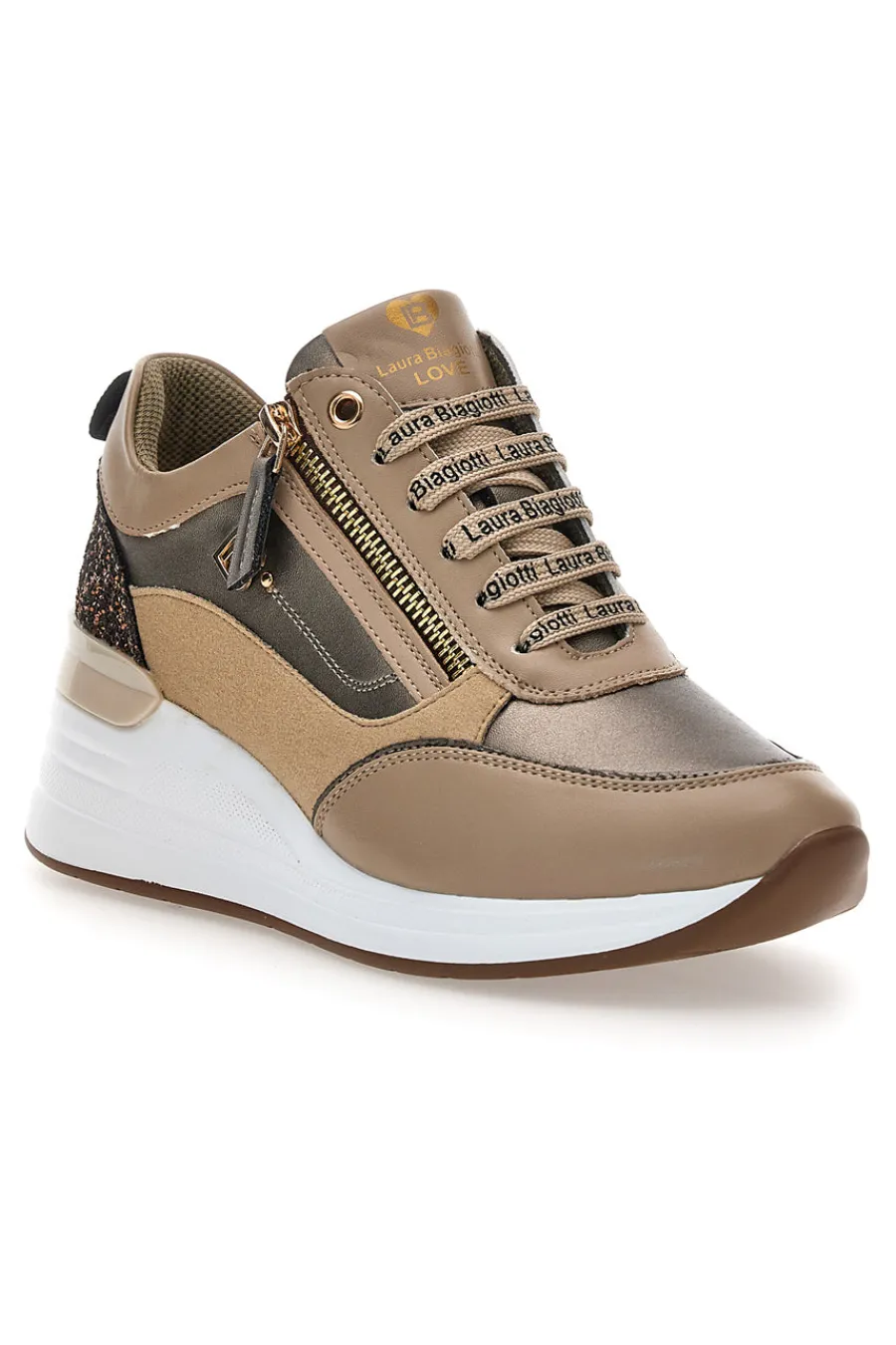 Sneakers bronzo con zip decorativa L97619517-LAURA BIAGIOTTI New