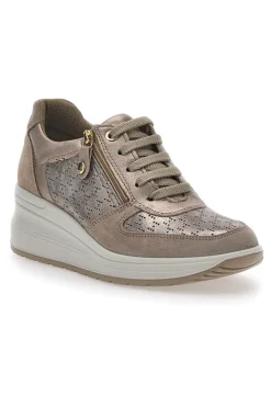 Sneakers Bronzo In Pelle Con Zeppa 555740-IMAC Outlet