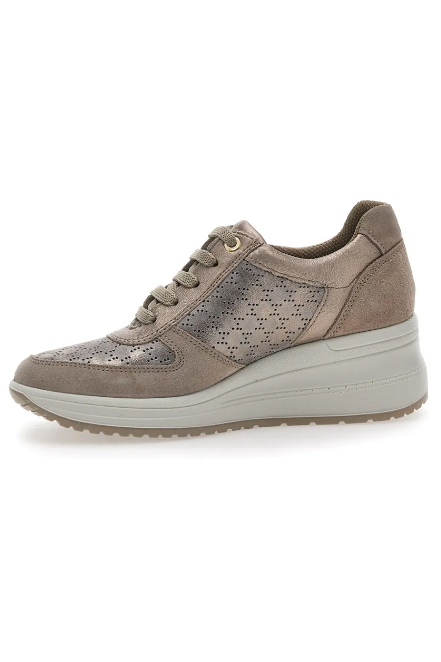 Sneakers Bronzo In Pelle Con Zeppa 555740-IMAC Outlet