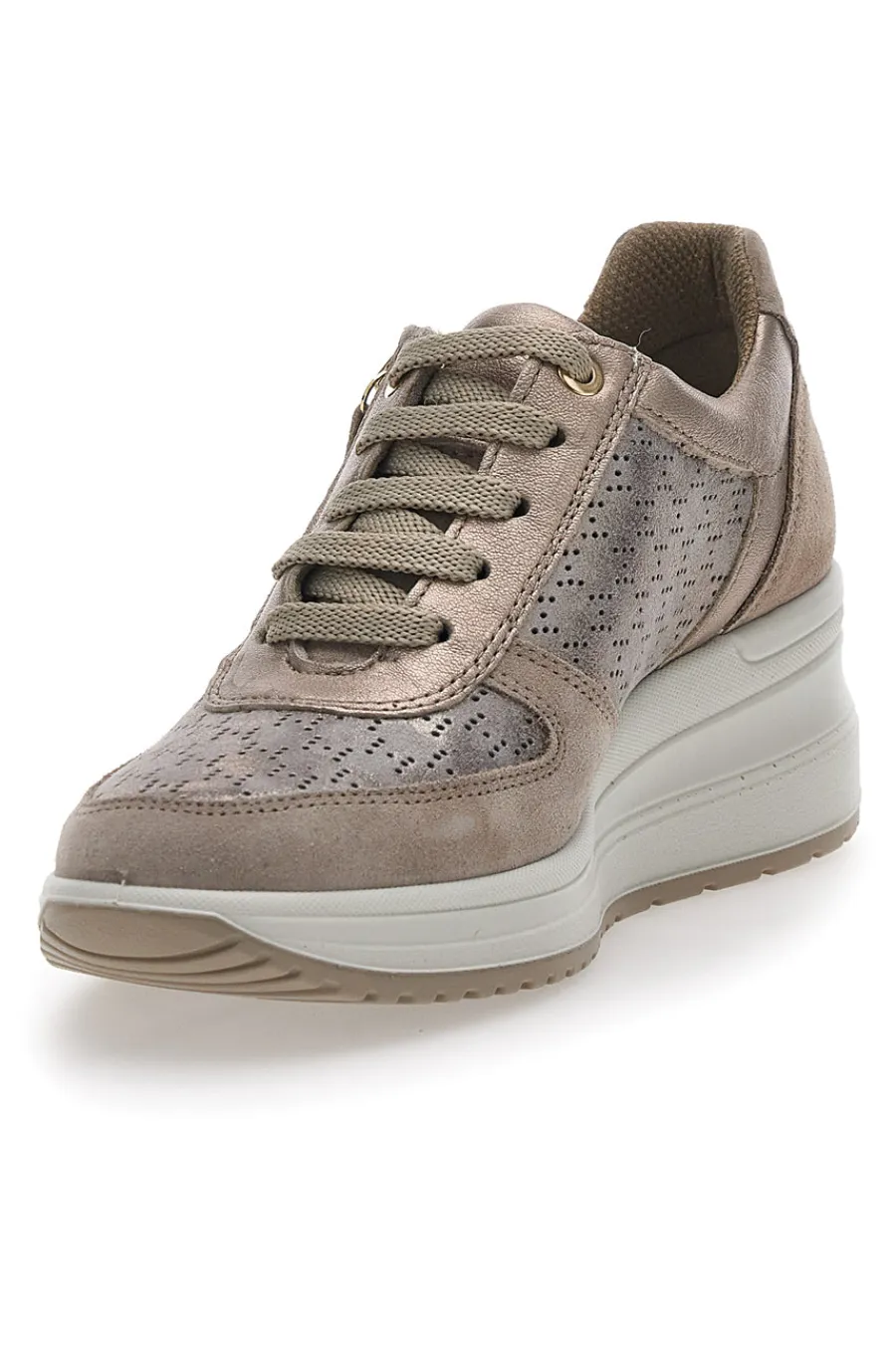 Sneakers Bronzo In Pelle Con Zeppa 555740-IMAC Outlet