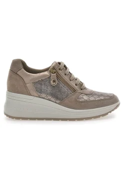 Sneakers Bronzo In Pelle Con Zeppa 555740-IMAC Outlet