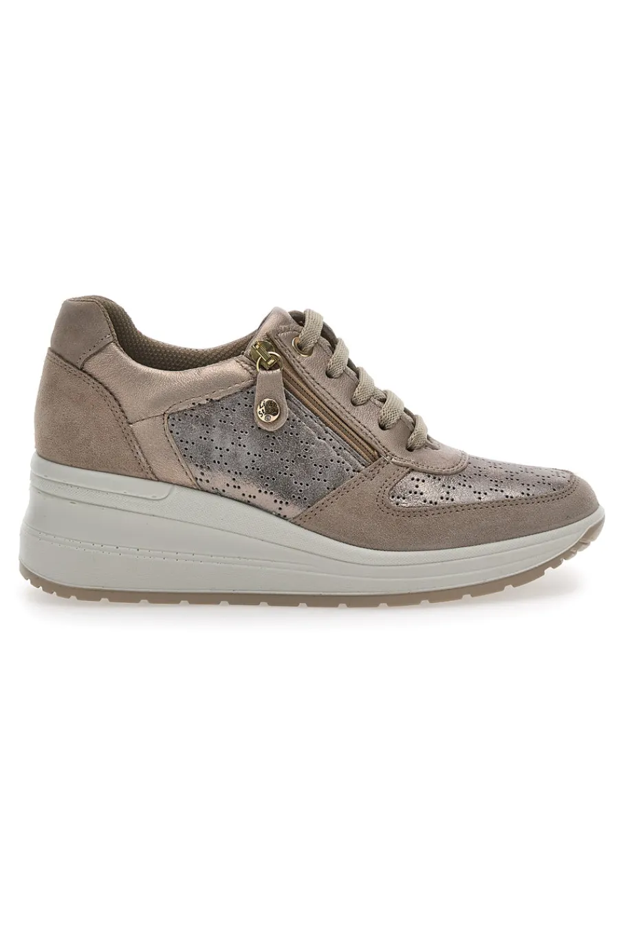 Sneakers Bronzo In Pelle Con Zeppa 555740-IMAC Outlet