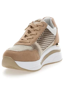 Sneakers cipria traforate con zip e zeppa 481IN-INBLU
