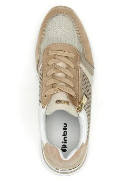 Sneakers cipria traforate con zip e zeppa 481IN-INBLU