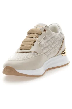 Sneakers Crema con Dettagli Oro e Platform 51021-MARIELLA BURANI Best