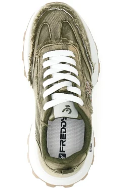 Sneakers Effetto Jeans Verdi FY7604-FREDDY New