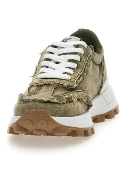 Sneakers Effetto Jeans Verdi FY7604-FREDDY New