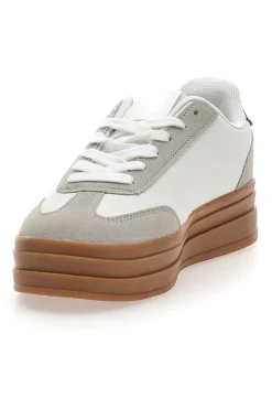 Sneakers Flatform Bianche con Dettagli Nerti Cafè Cost BKTZ3003-CAFE' COST Online