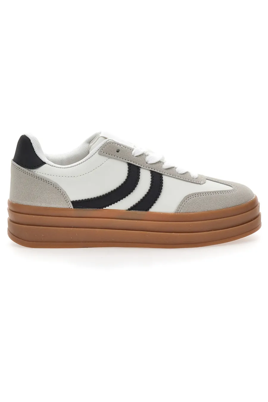 Sneakers Flatform Bianche con Dettagli Nerti Cafè Cost BKTZ3003-CAFE' COST Online