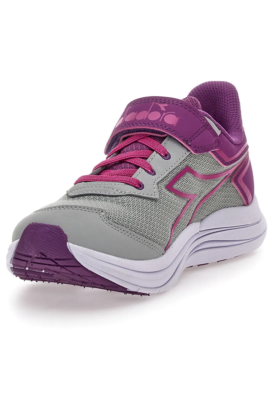 Sneakers grigie e fucsia con strappo e lacci elastici Snipe 3 JR-DIADORA Online