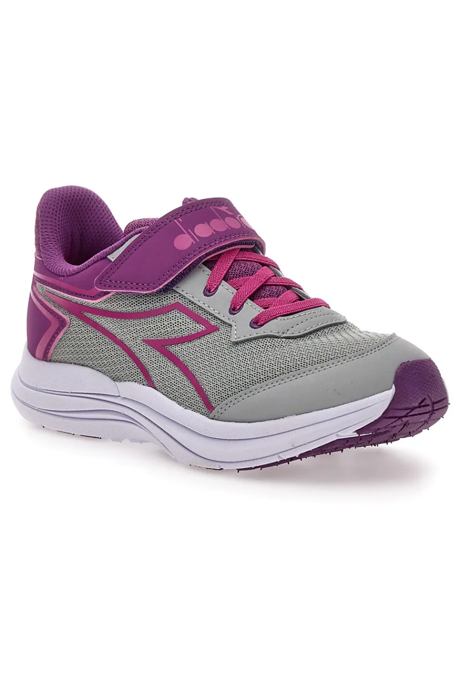 Sneakers grigie e fucsia con strappo e lacci elastici Snipe 3 JR-DIADORA Online