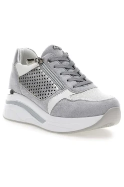 Sneakers grigie traforate con zip e zeppa 481IN-INBLU Online