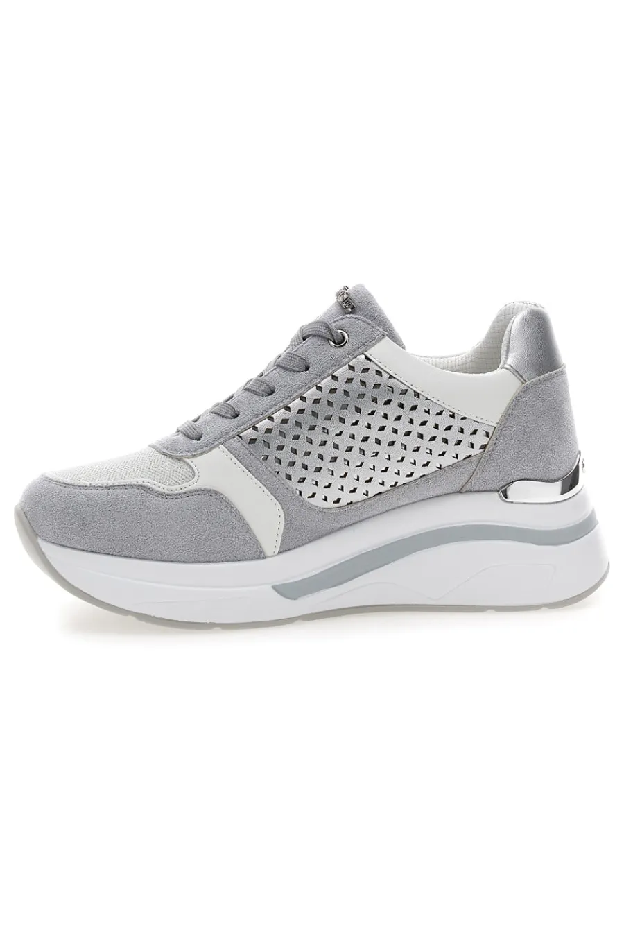Sneakers grigie traforate con zip e zeppa 481IN-INBLU Online