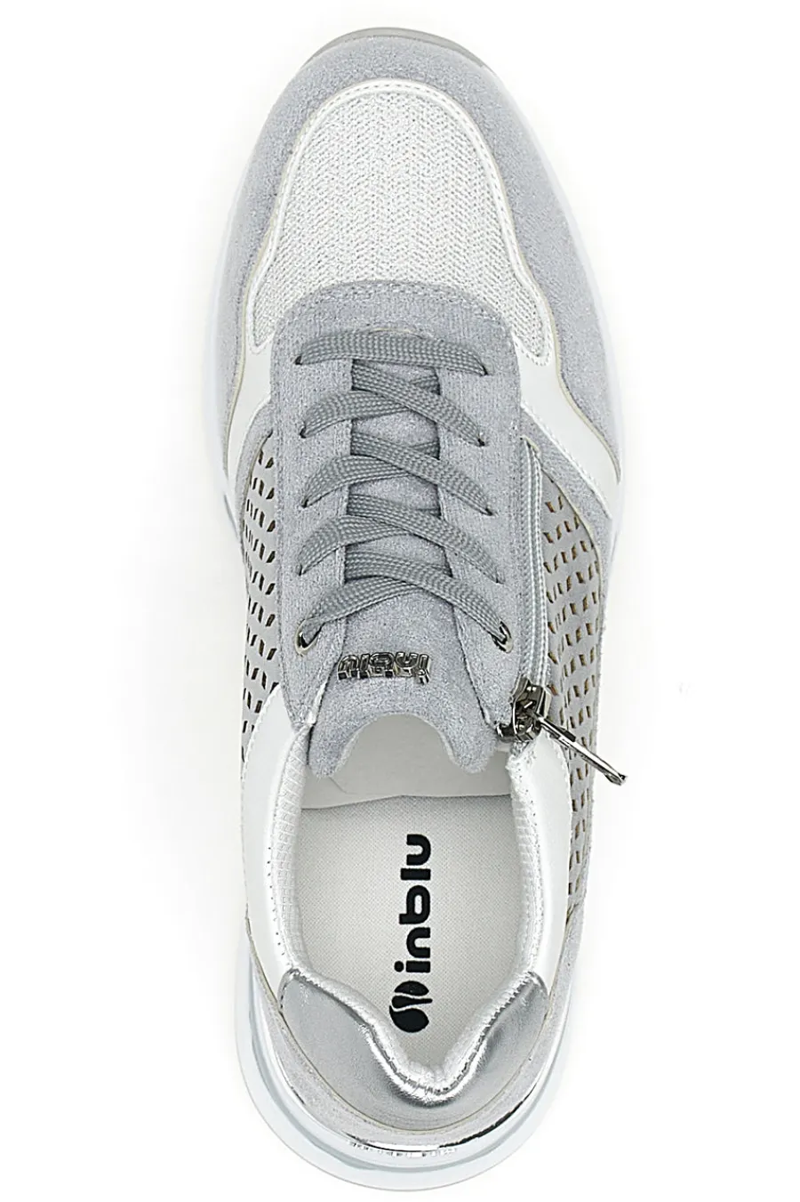 Sneakers grigie traforate con zip e zeppa 481IN-INBLU Online