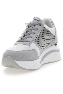 Sneakers grigie traforate con zip e zeppa 481IN-INBLU Online
