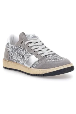 Sneakers grigio argento in pelle con dettagli glitter Made in Italy Kelly-PITTARELLO CAPSULE Online