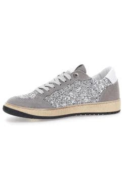 Sneakers grigio argento in pelle con dettagli glitter Made in Italy Kelly-PITTARELLO CAPSULE Online