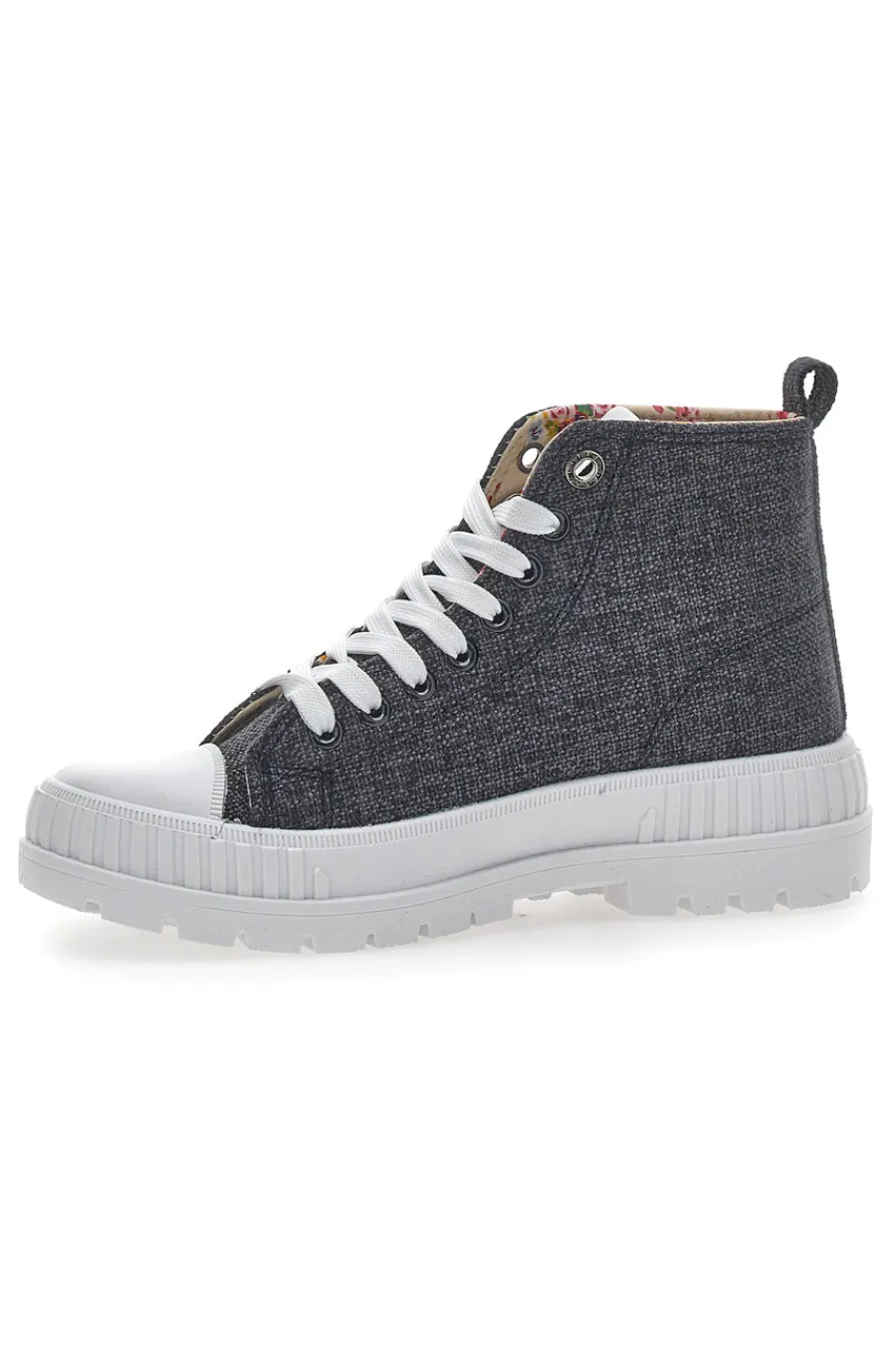 Sneakers Mid Cut Linen Nere-COTTON BELT New