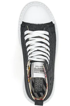 Sneakers Mid Cut Linen Nere-COTTON BELT New
