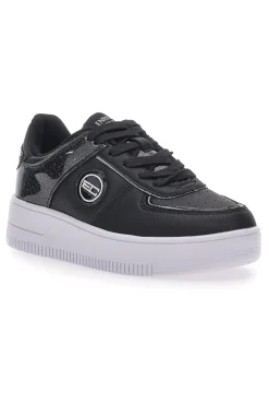 Sneakers Nere Con Flatform Amber Microfiber Metal-COVERI