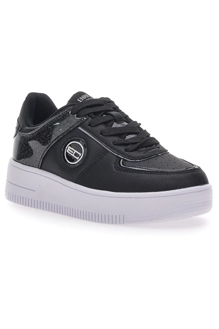 Sneakers Nere Con Flatform Amber Microfiber Metal-COVERI