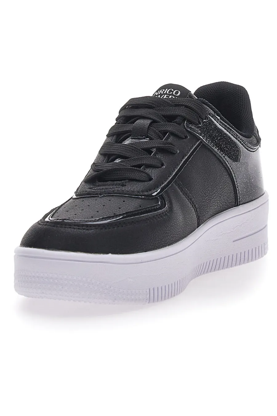 Sneakers Nere Con Flatform Amber Microfiber Metal-COVERI