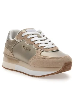 Sneakers Oro Con Dettagli in Pelle e Lacci a Contrasto RUSPER SHINE-PEPE JEANS Hot