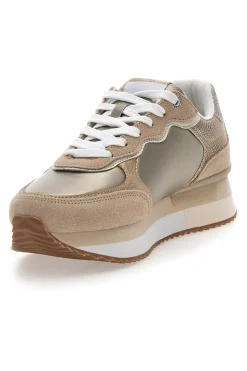Sneakers Oro Con Dettagli in Pelle e Lacci a Contrasto RUSPER SHINE-PEPE JEANS Hot