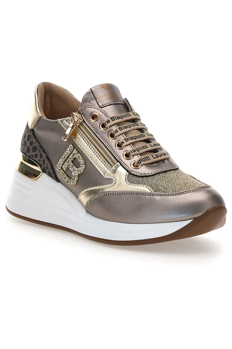 Sneakers oro e bronzo con logo glitter L97609515-LAURA BIAGIOTTI