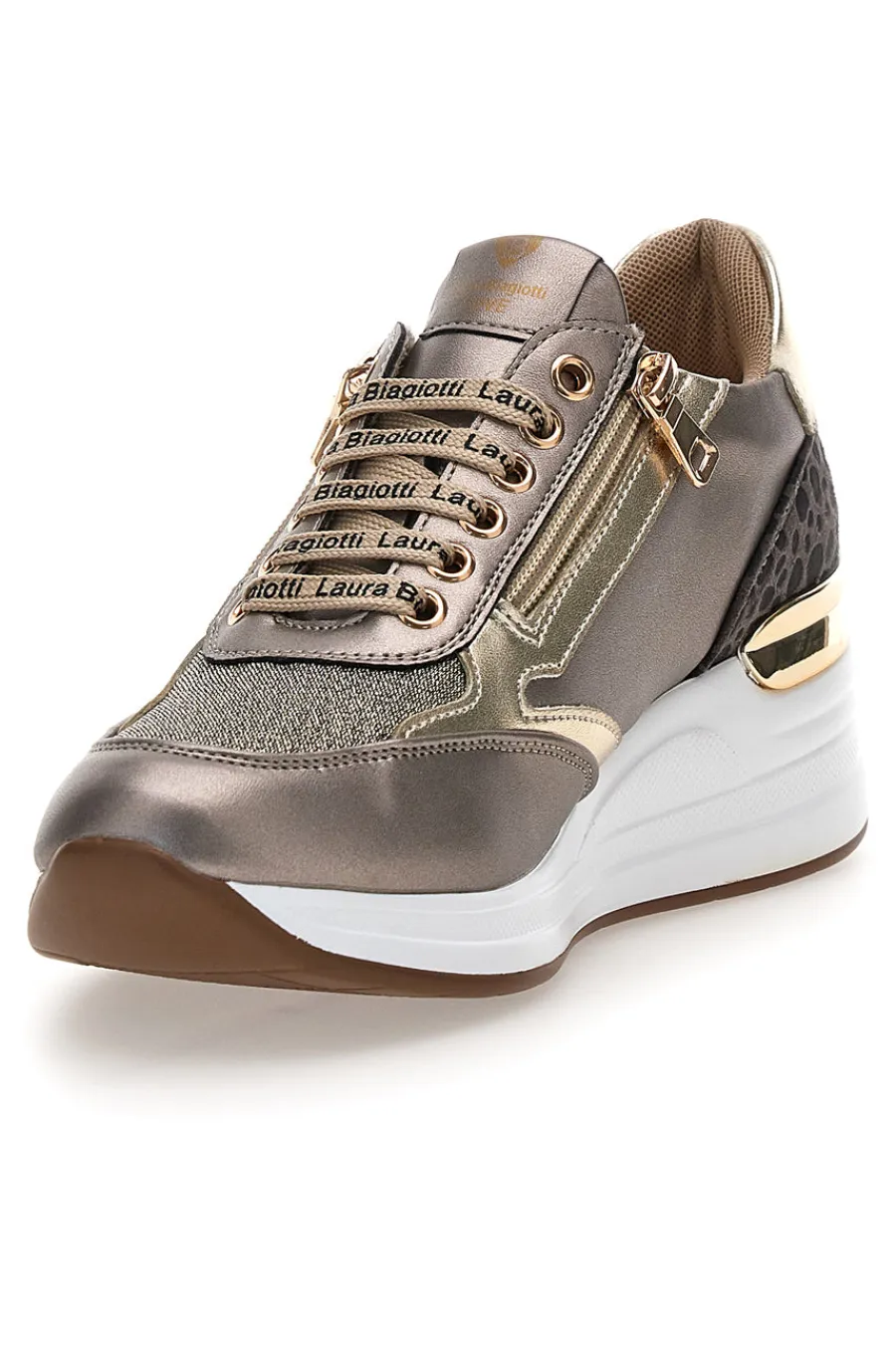 Sneakers oro e bronzo con logo glitter L97609515-LAURA BIAGIOTTI