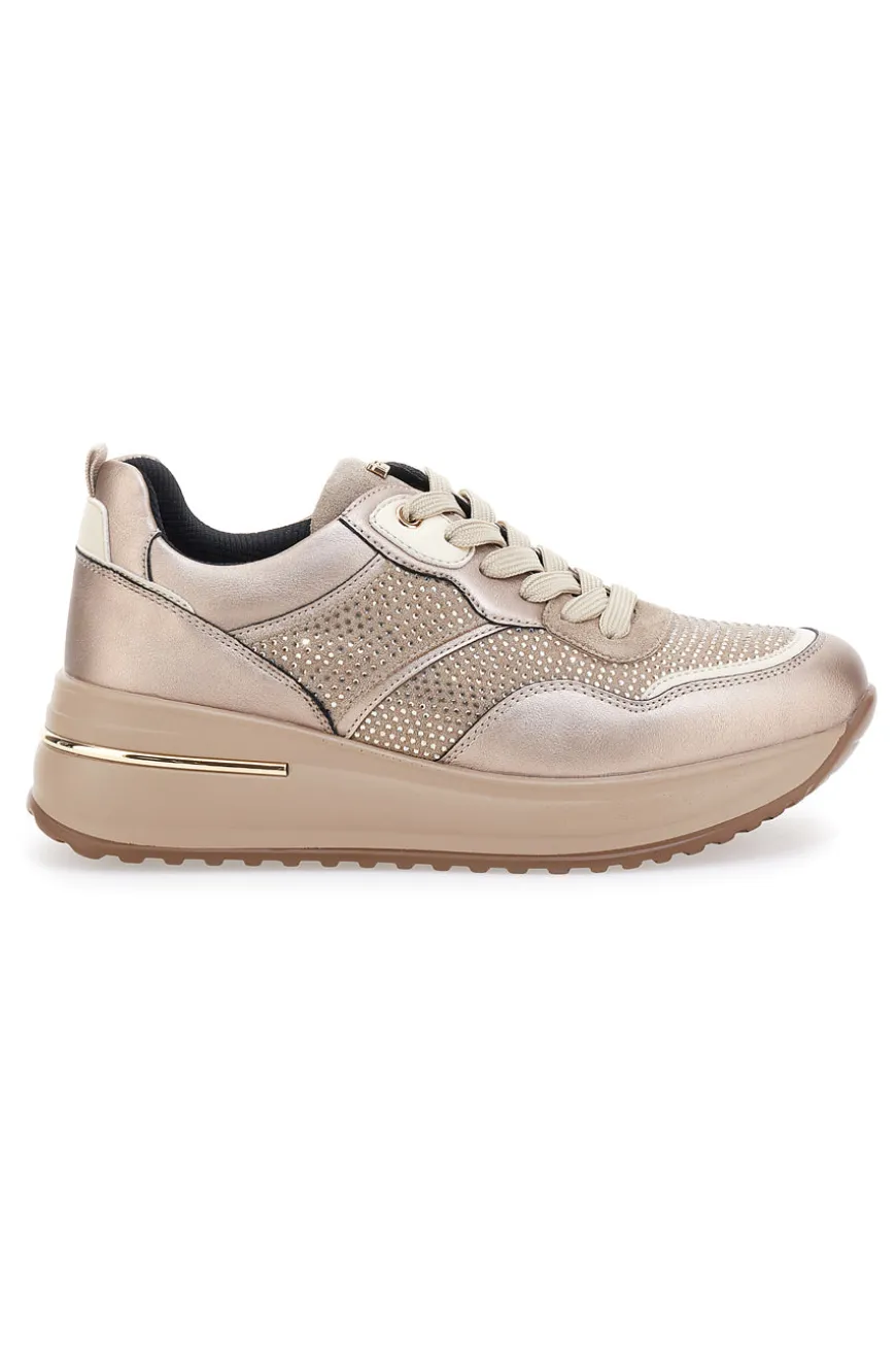 Sneakers Platino Con Platform e Glitter Inblu IN397054