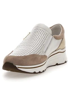 Sneakers slip on Beige Bianco in pelle 24564GLAM-PRIMA RIGA