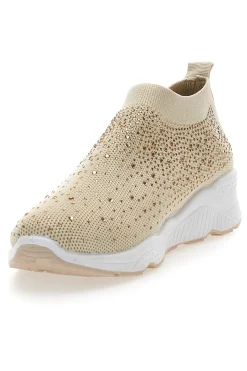 Sneakers Slip On Beige con Strass Me & Me 090263-ME u0026 ME New