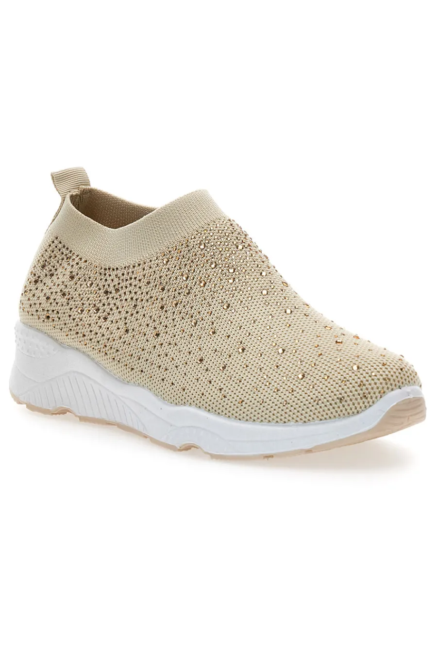 Sneakers Slip On Beige con Strass Me & Me 090263-ME u0026 ME New