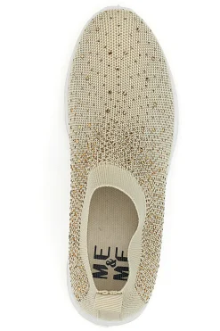 Sneakers Slip On Beige con Strass Me & Me 090263-ME u0026 ME New