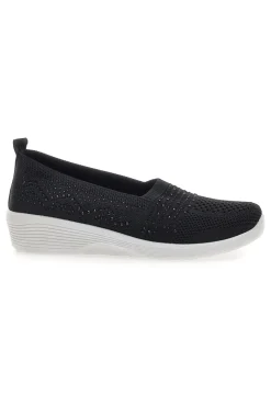 Sneakers Slip On Nere con Strass Me & Me 090246-ME u0026 ME Discount