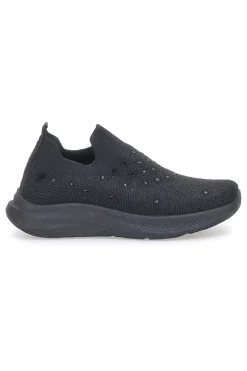 Sneakers Slip On Nere con Tomaia in Mesh e Pietre Decorative CA1226-CANGURO Clearance
