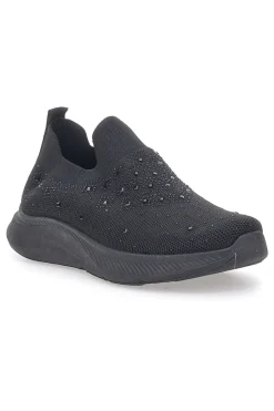 Sneakers Slip On Nere con Tomaia in Mesh e Pietre Decorative CA1226-CANGURO Clearance